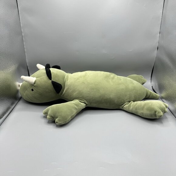 Pillowfort Weighted Plush Green Triceratops Dinosaur 3lb Throw Pillow 24" - Picture 4 of 10